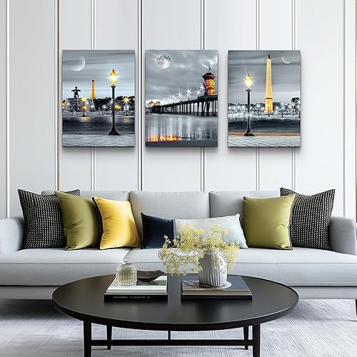 Miniatura 8 de MHARTK66 Decoración de pared para dormitorio familiar, arte de pared para sala de estar, decoración de pared moderna para baño, vistas nocturnas,