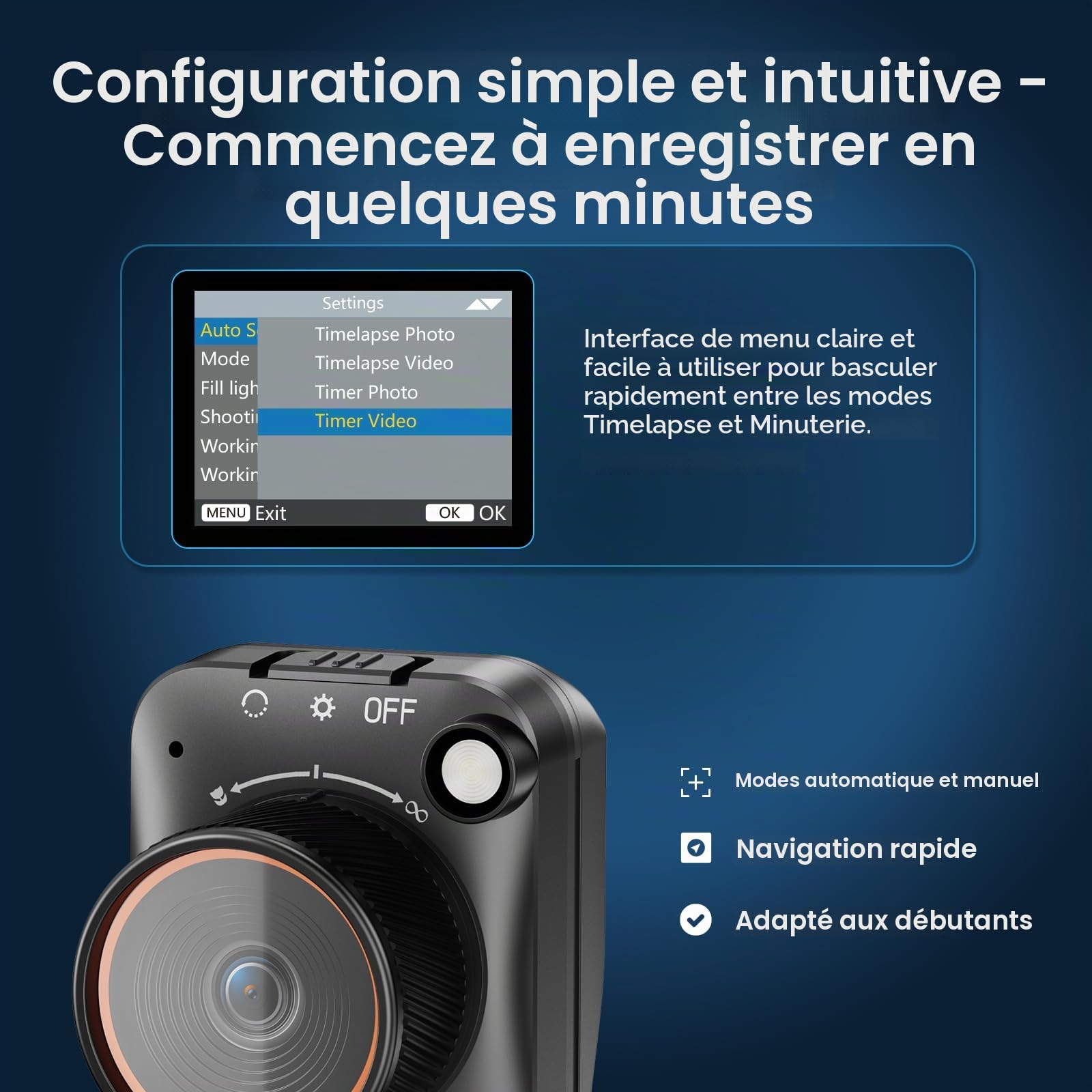 WiFi Caméra Time Lapse 4K AVI 1296P MP4 Video 48MP Camera de Chantier, Enregistrement 180 Jours, Zoom Numérique 6X, 2" TFT Caméra Timelapse, Camera Time-Lapse pour Chantiers de Construction(32 Go)