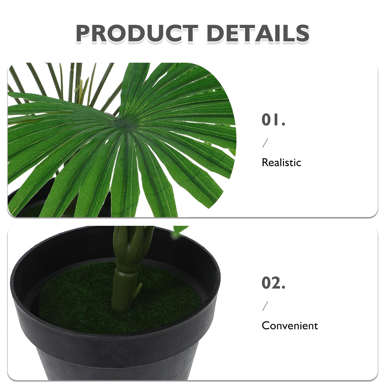 Albero di Palma Artificiale in Vaso Verde Realistico in Plastico, Facile Manutenzione, per Soggiorno e Camera da Letto, Pianta Finta Decorativa per Interni