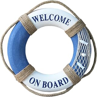 Flotador Salvavidas de Espuma Colgante Estilo mediterráneo con Cuerda perimetral, 40 cm, portátil y Ligero, para Piscina, río y Playa.