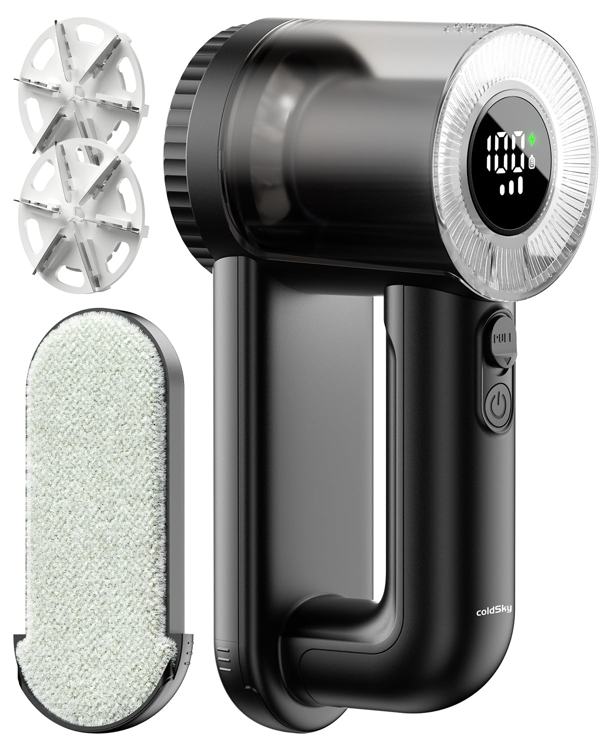 Electric Fabric Shaver & Lint Remover, Rechargeable Portable 3-Speed LED Digital Display Sweater Defuzzer for Clothes, Sofa, Bedding - Removes Lint, Hairball, Fuzz - Black
