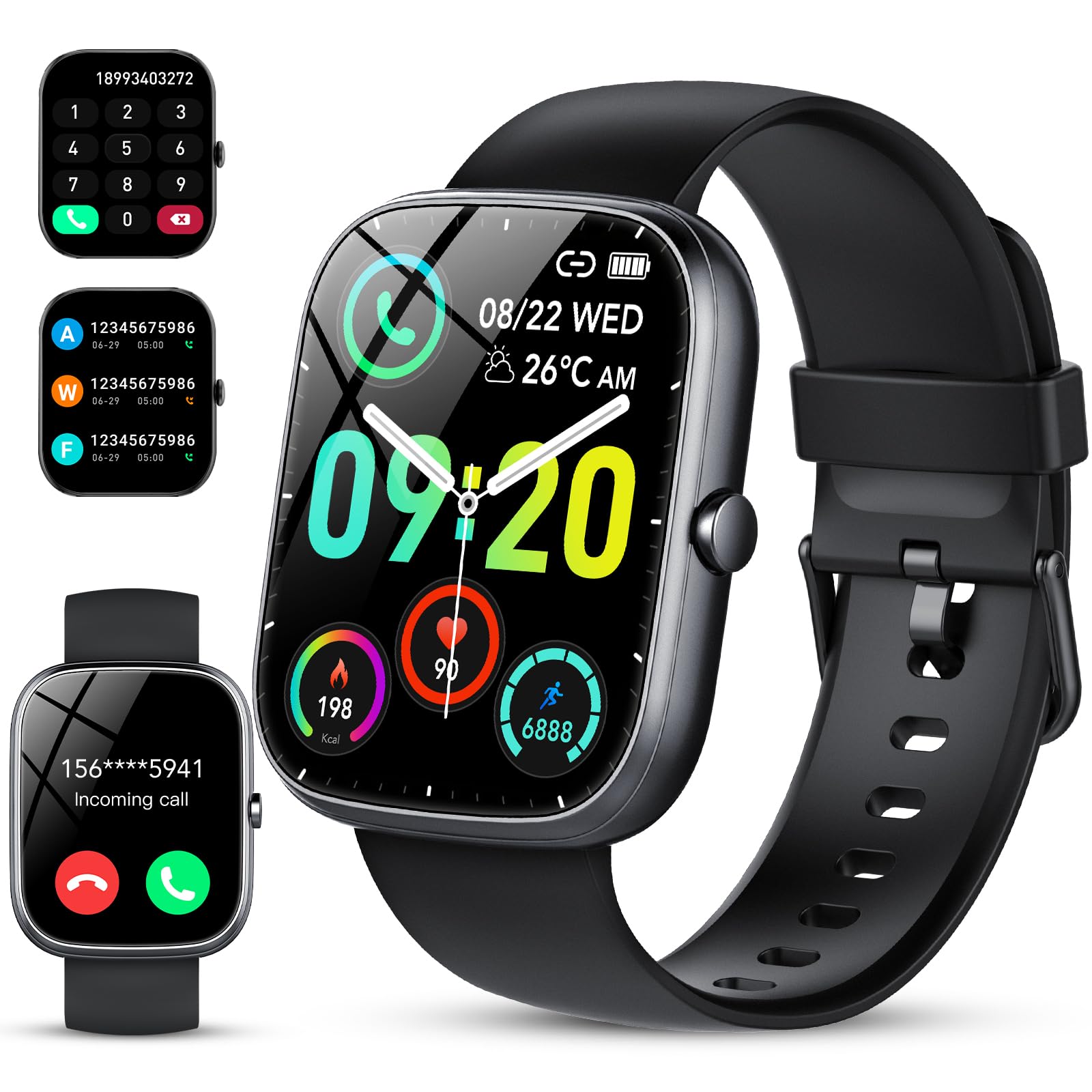 Genérico Reloj Inteligente Hombre Mujer,1.91" HD Smartwatch con Llamadas Bluetooth,100+Modos Deportivos Pulsera Actividad con Pulsómetro/Monitor de Sueño,Impermeable IP68 Smart Watch para Android iOS