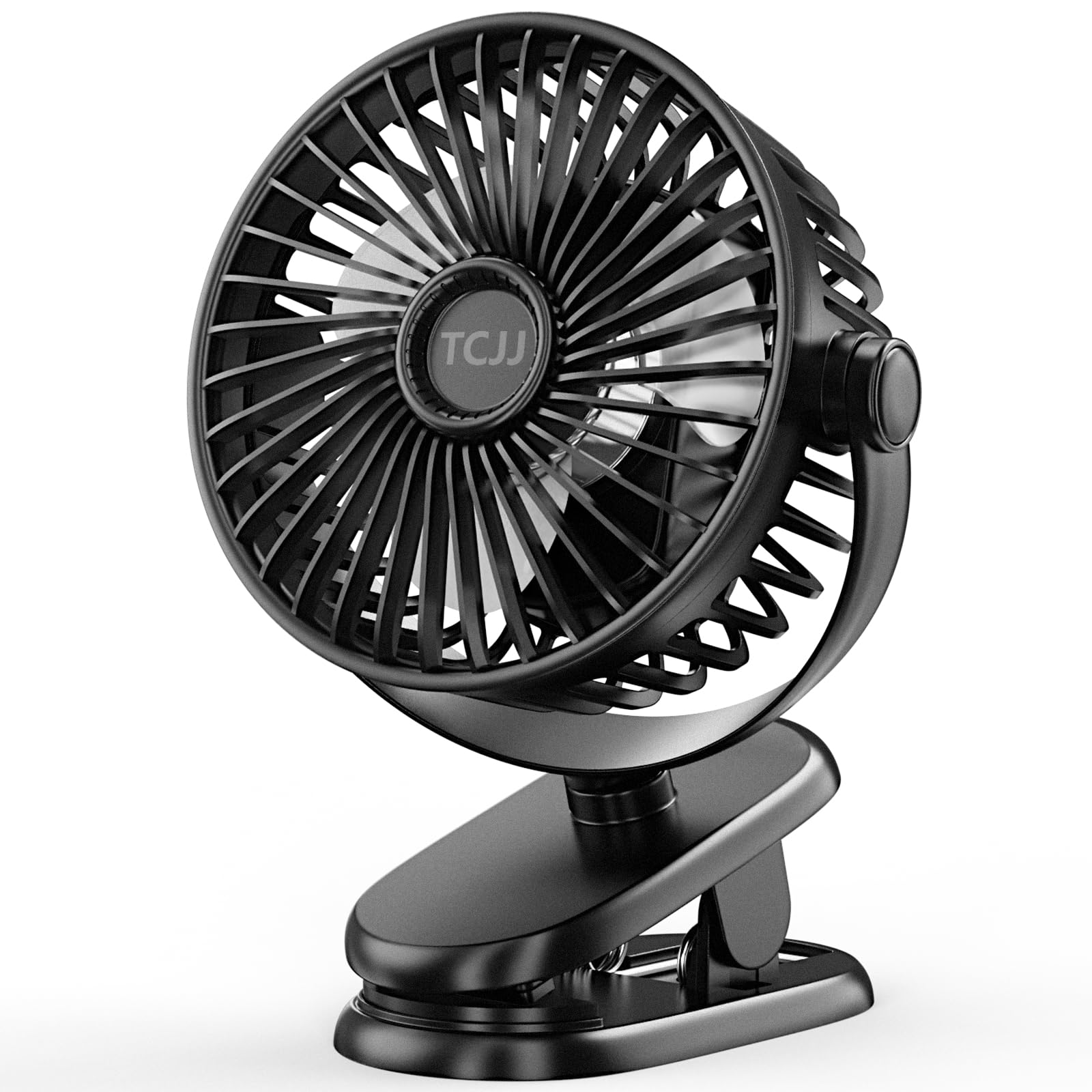 TCJJ Portable Clip on Fan,Rechargeable Pram Fan,USB Desk Fans With TYPE-C Port 5200 mAh Battery Operated 3 Speed 360° Rotatable Personal Small Mini Table Fan for Stroller Car Seat