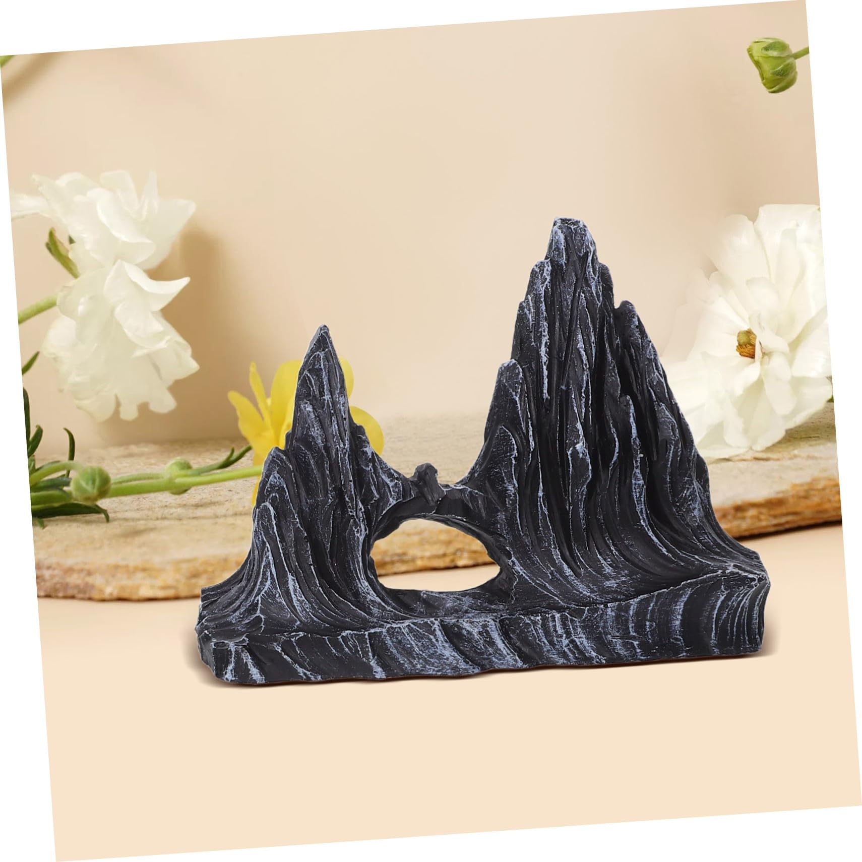 2 Piezas De Decoración De Montaña Artificial para Pecera Cueva para Esconder Peces Betta Refugio De Resina para Pecera Roca De Resina De Montaña Paisaje