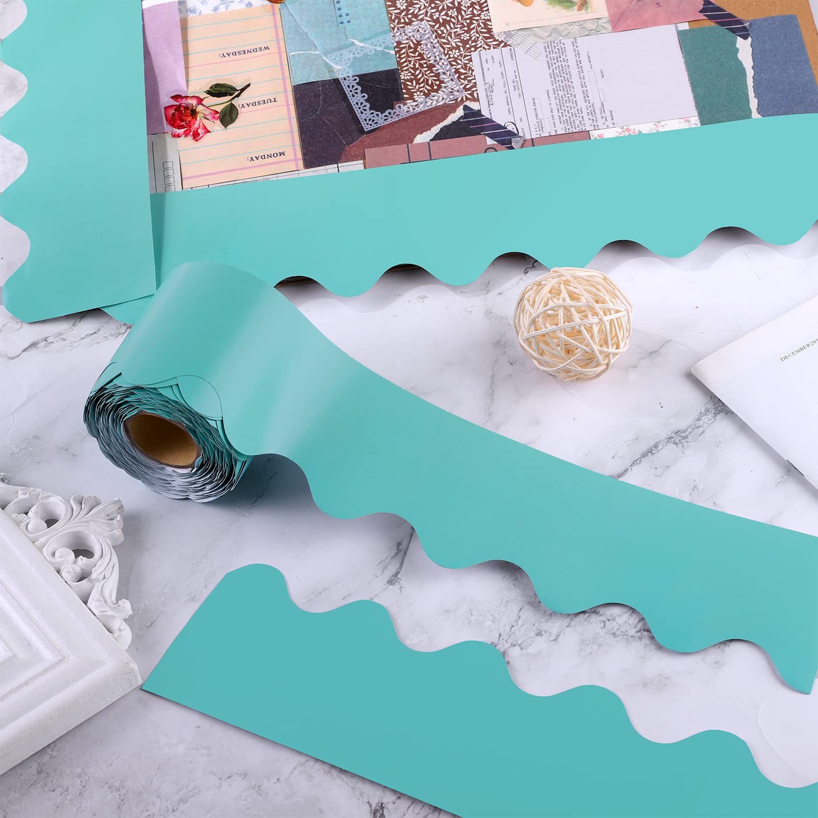 Turquoise Border Paper Snapklik.com : Aodaer 65.6 Feet Turquoise Bulletin Board Borders ...