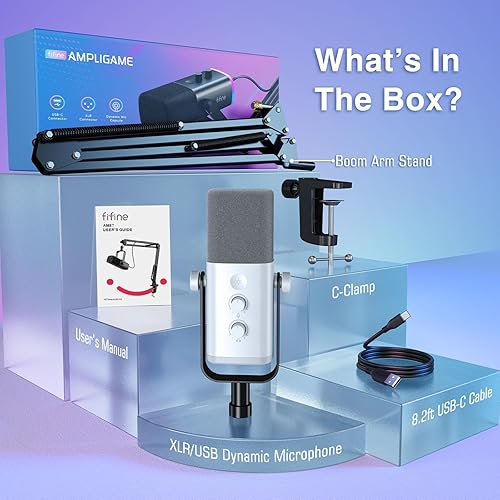 Miniatura 8 de FIFINE Kit de micrófono XLRUSB para juegos, juego de micrófono dinámico de transmisión para PC, micrófono de computadora para grabación de podcasts