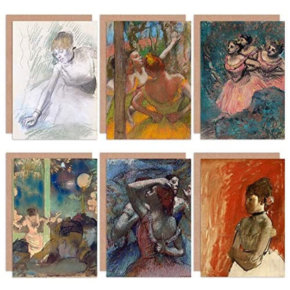 Artery8 Edgar Degas Ballet Rehearsal Stage Dancers Becat Red Girls Fine Art Greeting Card Pack of 6
