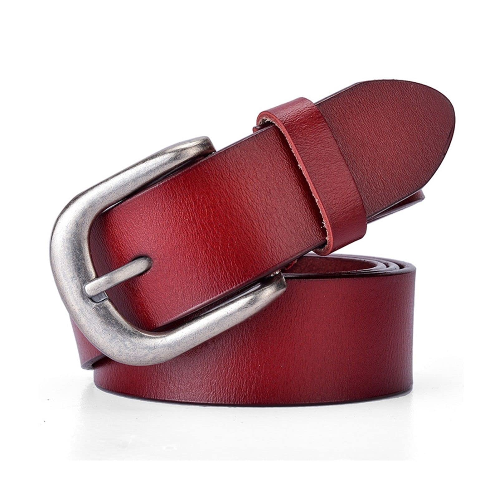 ZZSRJ Ceinture Rose Femmes Ceinture Solide en Cuir for Pantalon Femme Boucle ardillon Dames Ceintures 43.30in (Belt Length : 110cm, Color : Brown)