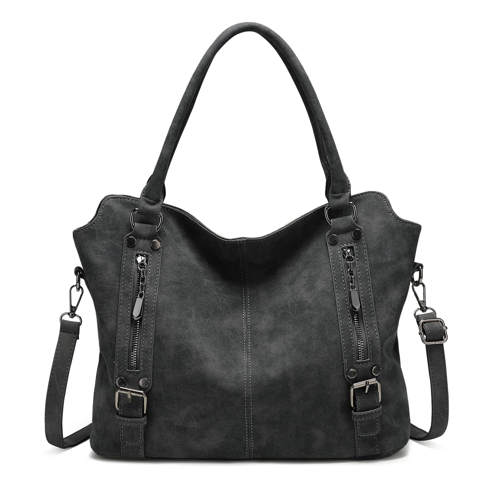 BAIGIO Bolsos de hombro de piel de ante para mujer, bolso pequeño de poliuretano, bolso de mano sólido para teléfono, bolso casual con bolsillos, hobobags para mujer