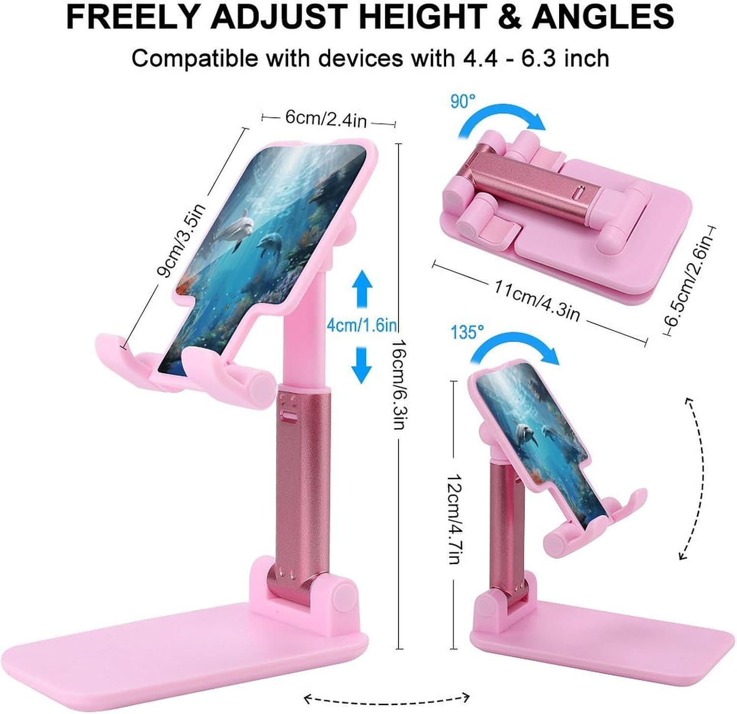 Blue Ocean Fish Folding Cell Phone Stand for Desk image 2