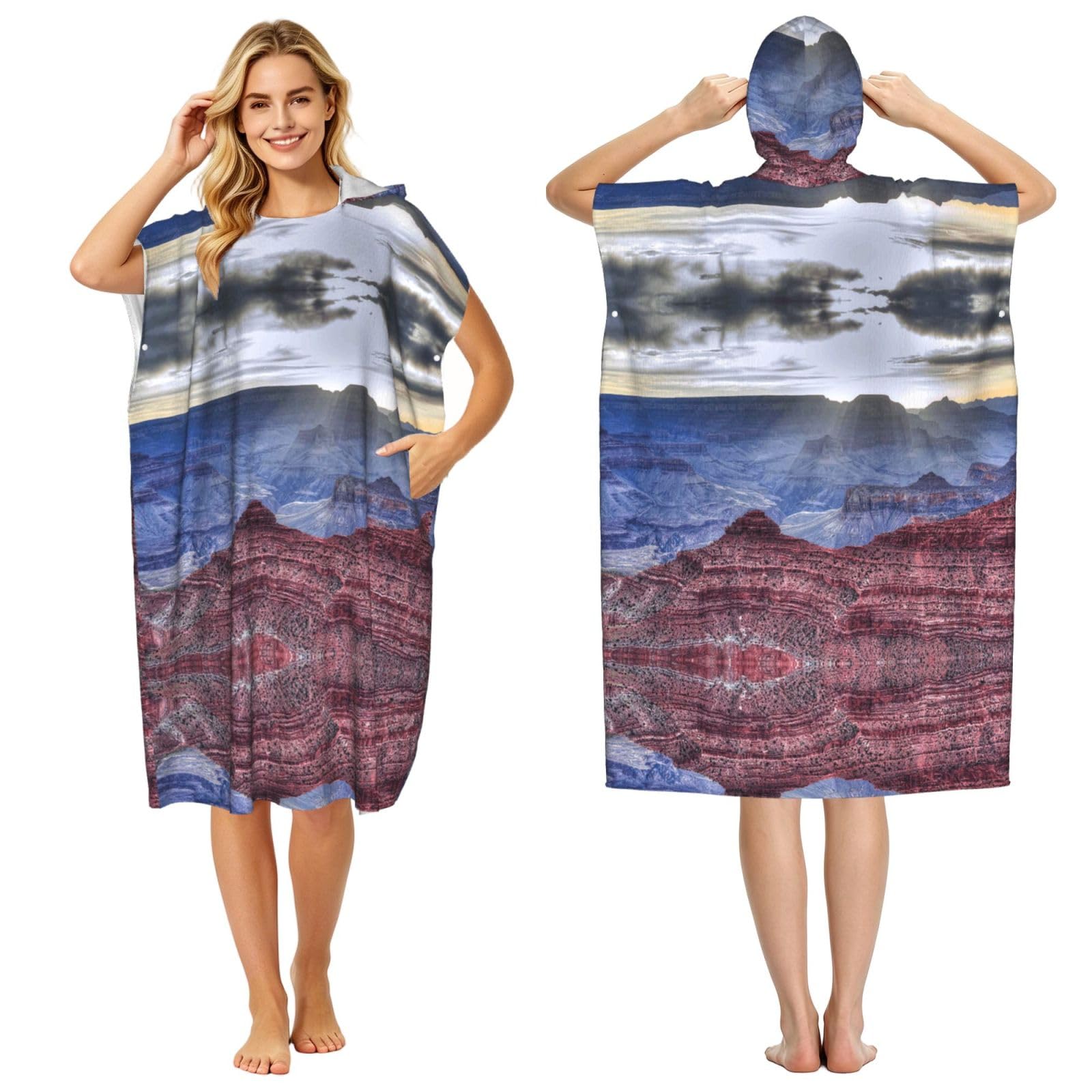 Poncho à capuche pour adulte surf serviette de bain légère et robe de change été