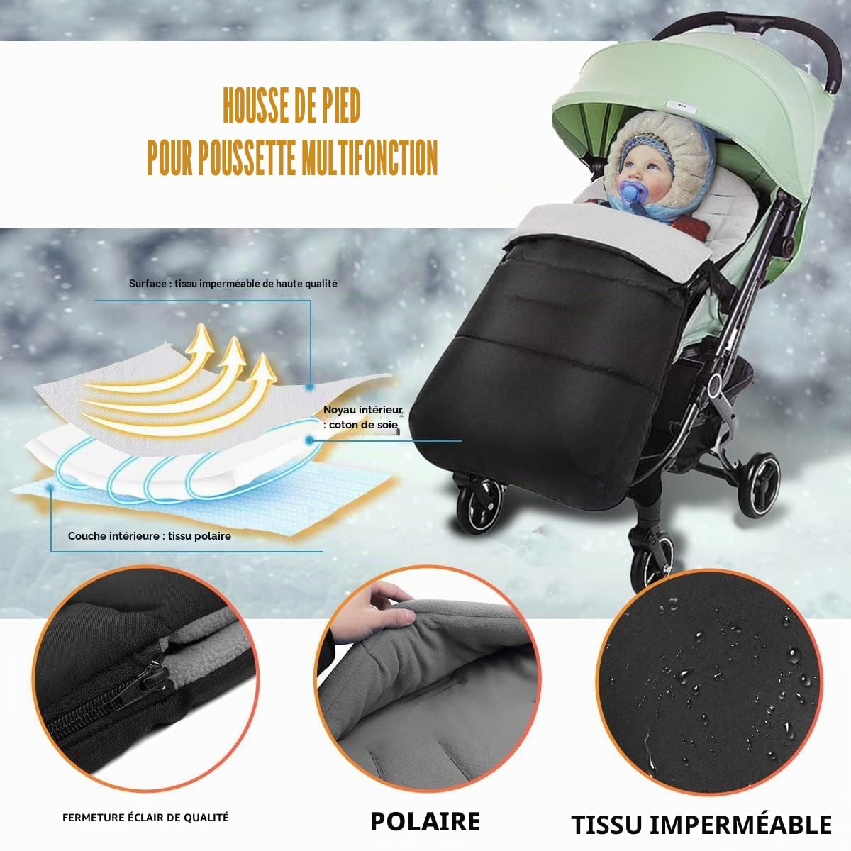 MHOYI Universelle Chancelière pour Poussettes,Bébé Chariot Coton Coussins,Garder Chaud Hiver Couverture Enveloppante,bébé Housse de Pied Hiver Chaudpour Poussette/Landaus Siège Auto/Buggys(Gris)