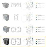 Emuca - Recycling bin for lower mounting and manual pull-out in kitchen unit 2x25litres, Anthracite Grey - 7