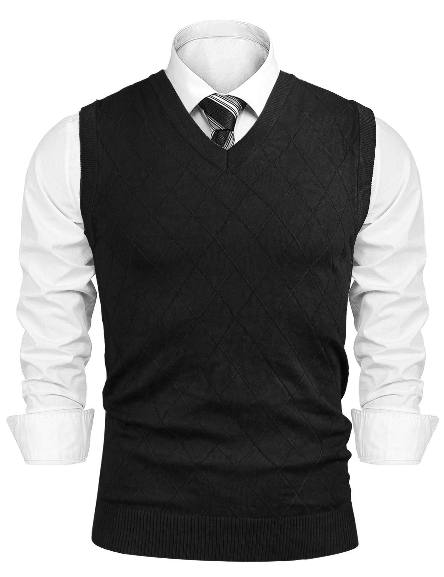 iClosam Gilet Maglione da Uomo Inverno Gilet V-Collo Cotone Casual Pullover Smanicato Maglia Sweater Felpa Men