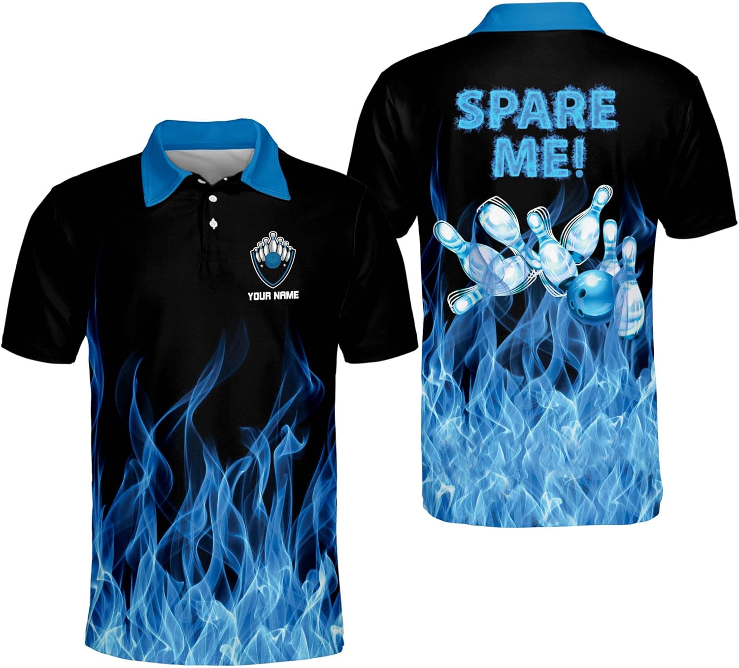 LASFOUR Custom Blue Flame Bowling Shirt for Men, Men's Funny Bowling Team  Shirt Short Sleeve Polo for Men, Fire Bowling Shirt (fr1) at Amazon Men's  Clothing store