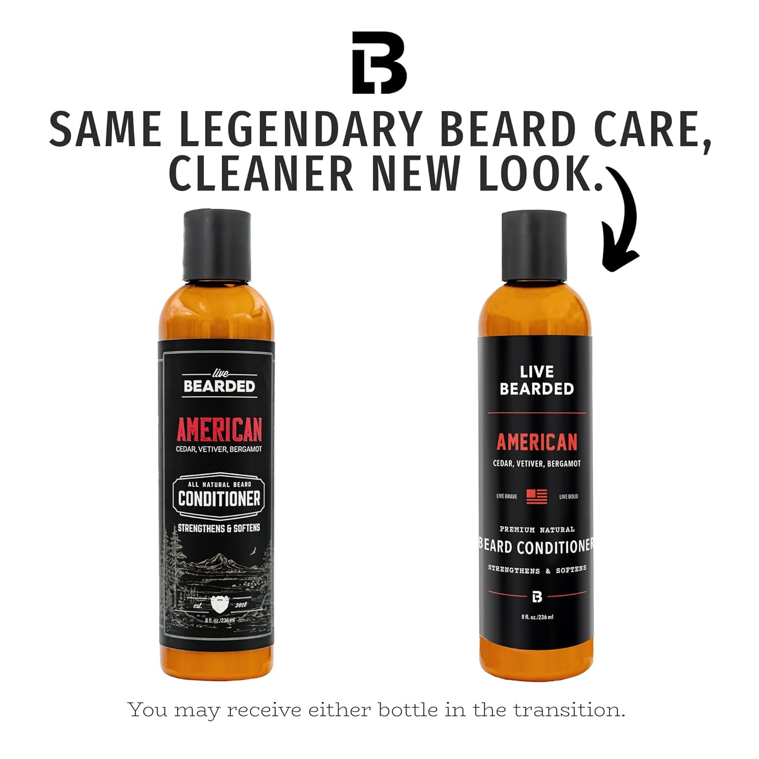 Live Bearded Beard Conditioner, 8 fl oz - Strengthens and Softens Facial Hair - Made in the USA - All-Natural Ingredients with Biotin, Caffeine | American Scent - Cedar, Vetiver, Bergamot - Image 2