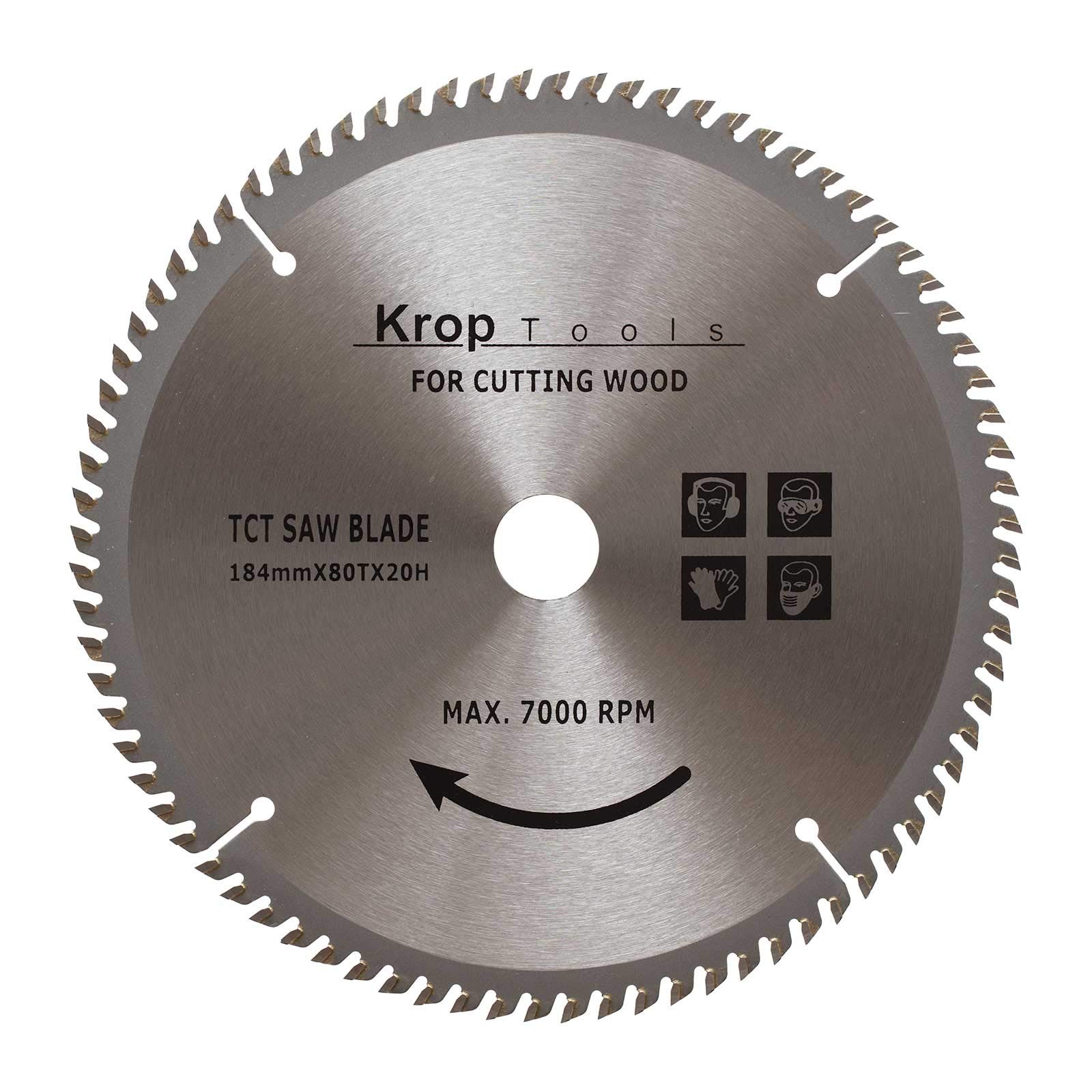 Buy KROP Circular Saw Blade Cordless TCT 184/185mm x 80 Tooth x 16/20mm Bore fits Skil, Erbauer