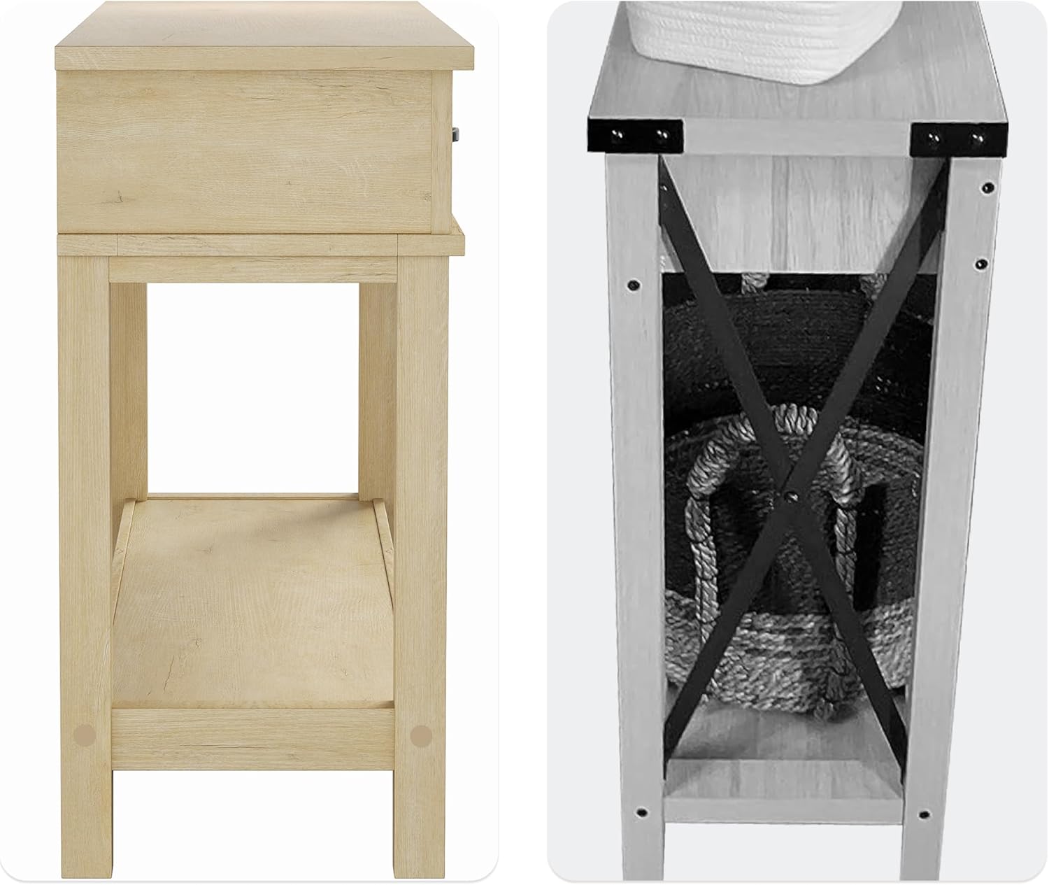 IDEALHOUSE Farmhouse Entryway Table, 2 Tier Console Table with 3 Storage Drawers, 54" Wooden Sofa Table for Entryway Living Room, Waterproof Corrosion-Resistant Hallway Table