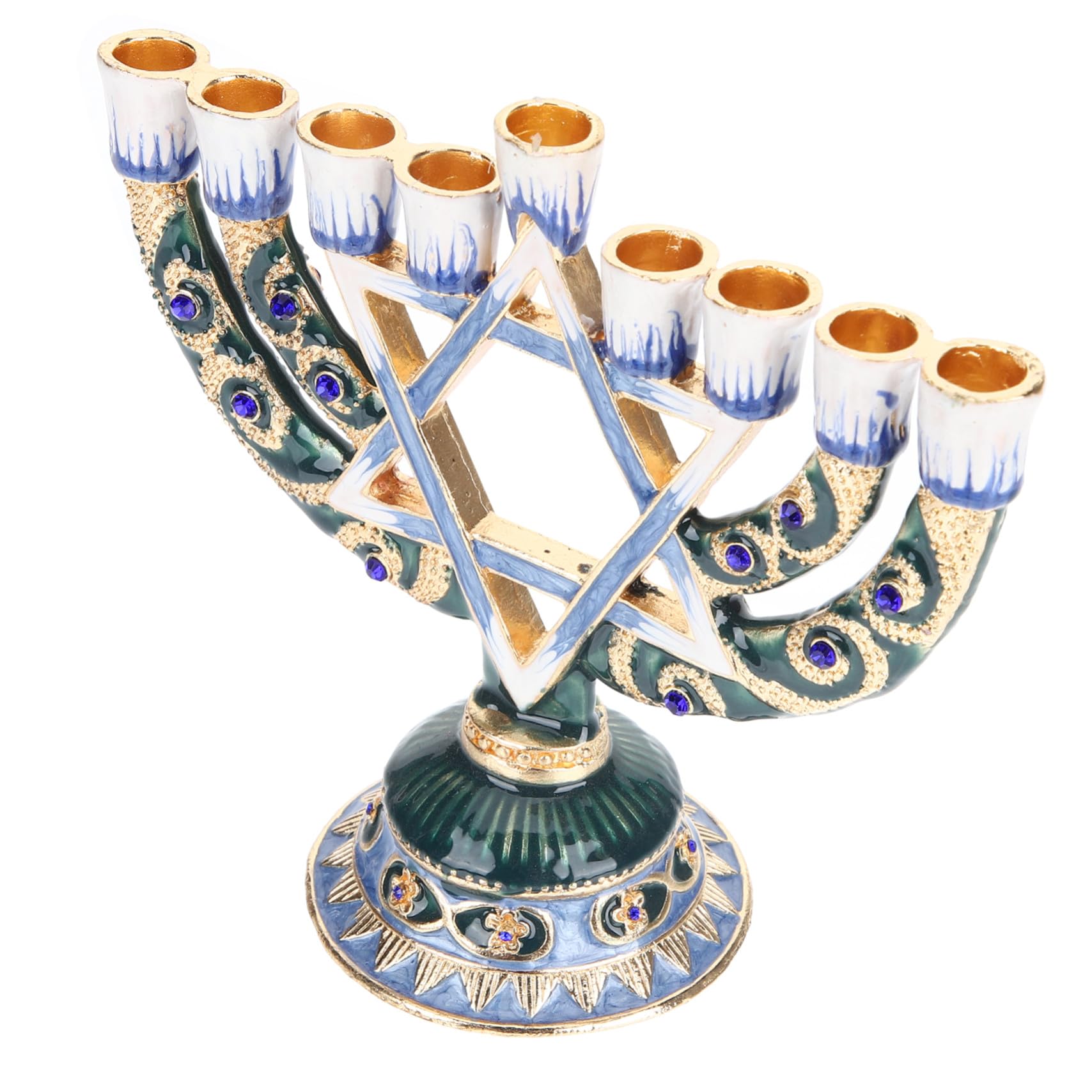 Chandelier pour Hanoukka et dîner de fête : bougeoir rétro 9 branches en alliage