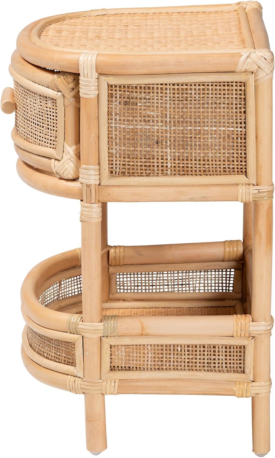 Bali & pari Divitia Bohemian Natural Rattan 1-Drawer Nightstand