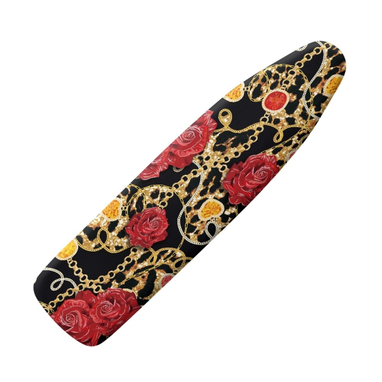 Dwetcxo Golden Red Flower Ironing Board Covers 122 X 38 Iron Board Covers And Pad Thick Resist Scorching And Staining Thick Easy Fit Iron Cover Adjustable Elastic Rope Ironing Boards Cover 122X38cm