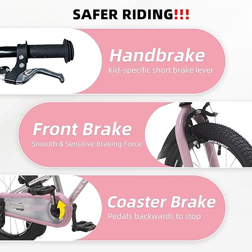 Miniatura 4 de ACEGER Bicicleta para niños de 2 a 10 años, estilo BMX, para niños y niñas de 2 a 10 años, bicicleta para niños de 12, 14 y 16 pulgadas, con ruedas