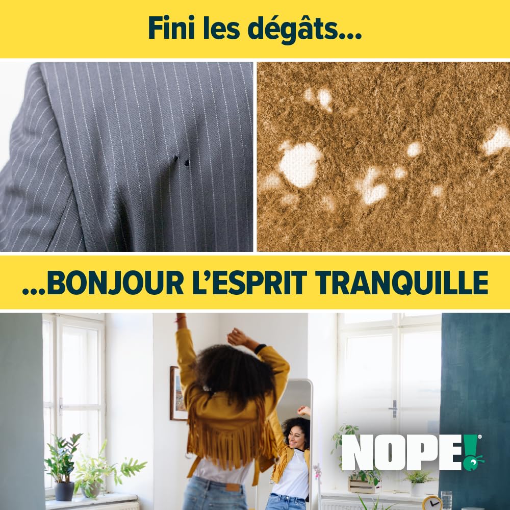 NOPE! Pièges Anti Mites Textiles 3 x 2 – Inodore & Non Toxique – À Base de Phéromones – Protection Efficace pour Vêtements