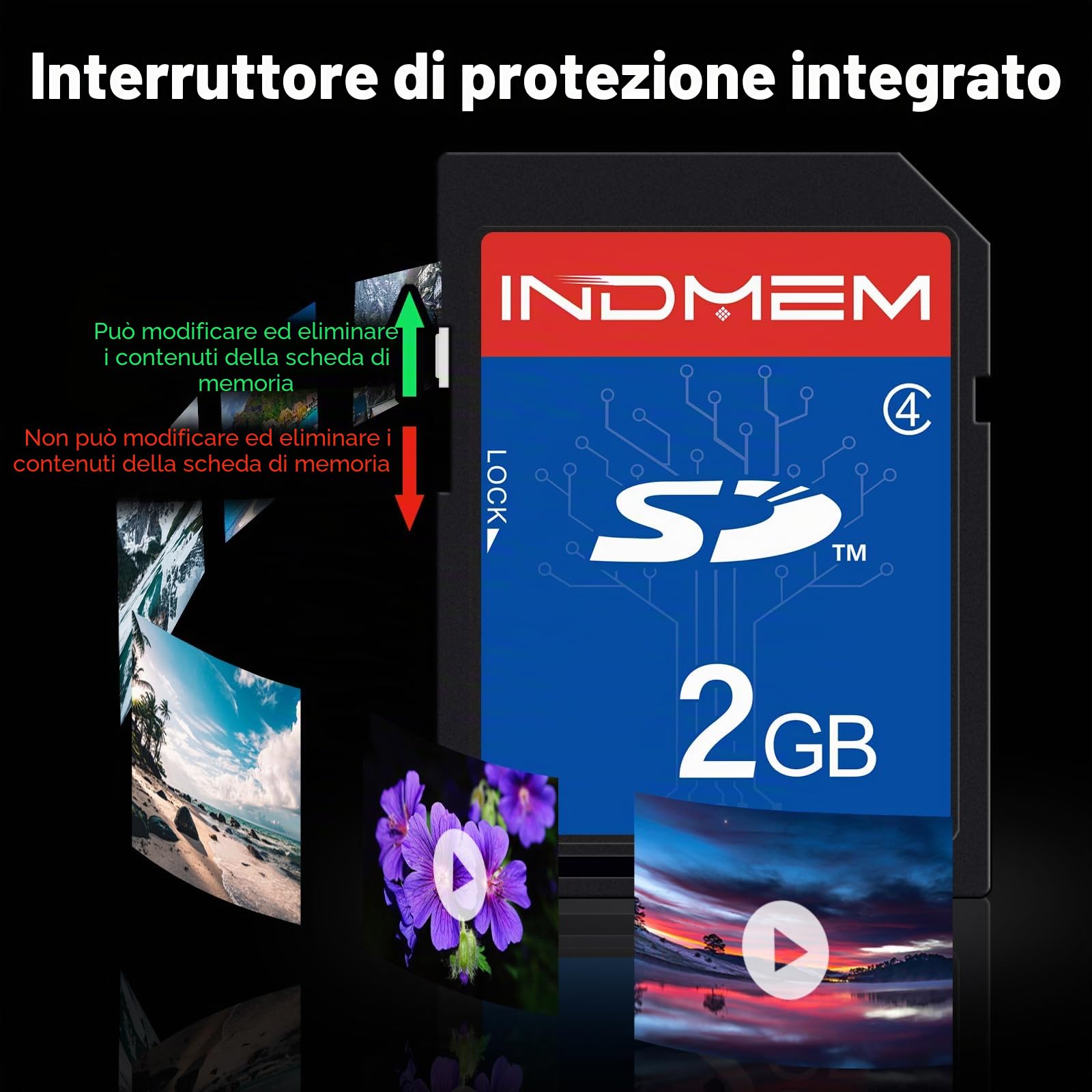INDMEM Scheda SD 2 GB 2 Packs Class 4 MLC Secure Digital Flash Memory Card Camera Card