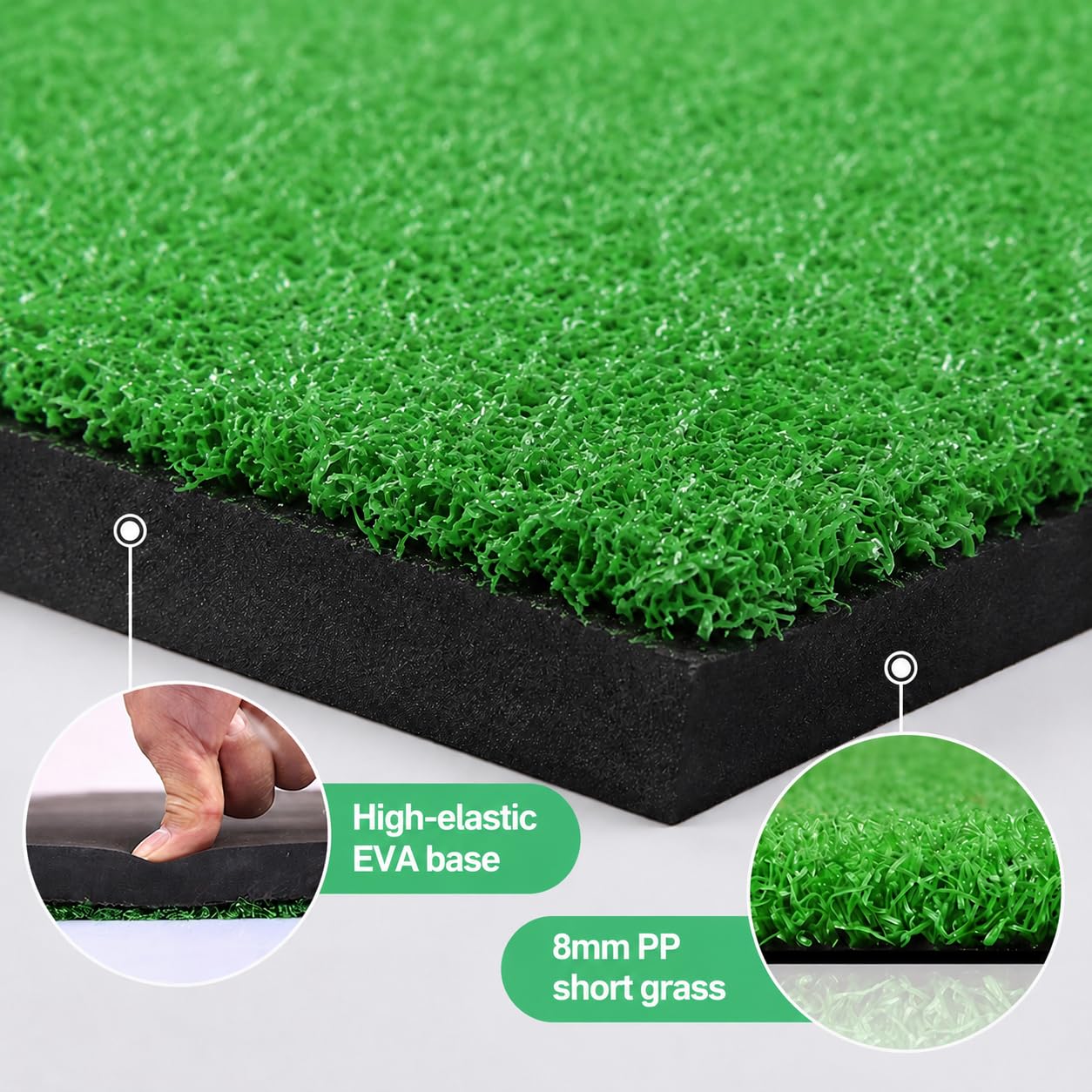 Golf Schlagmatte, Tragbar | composite Material - für - PP-Gras - Basis - Golf-Tee enthalten - für drinnen - für Fortgeschrittene