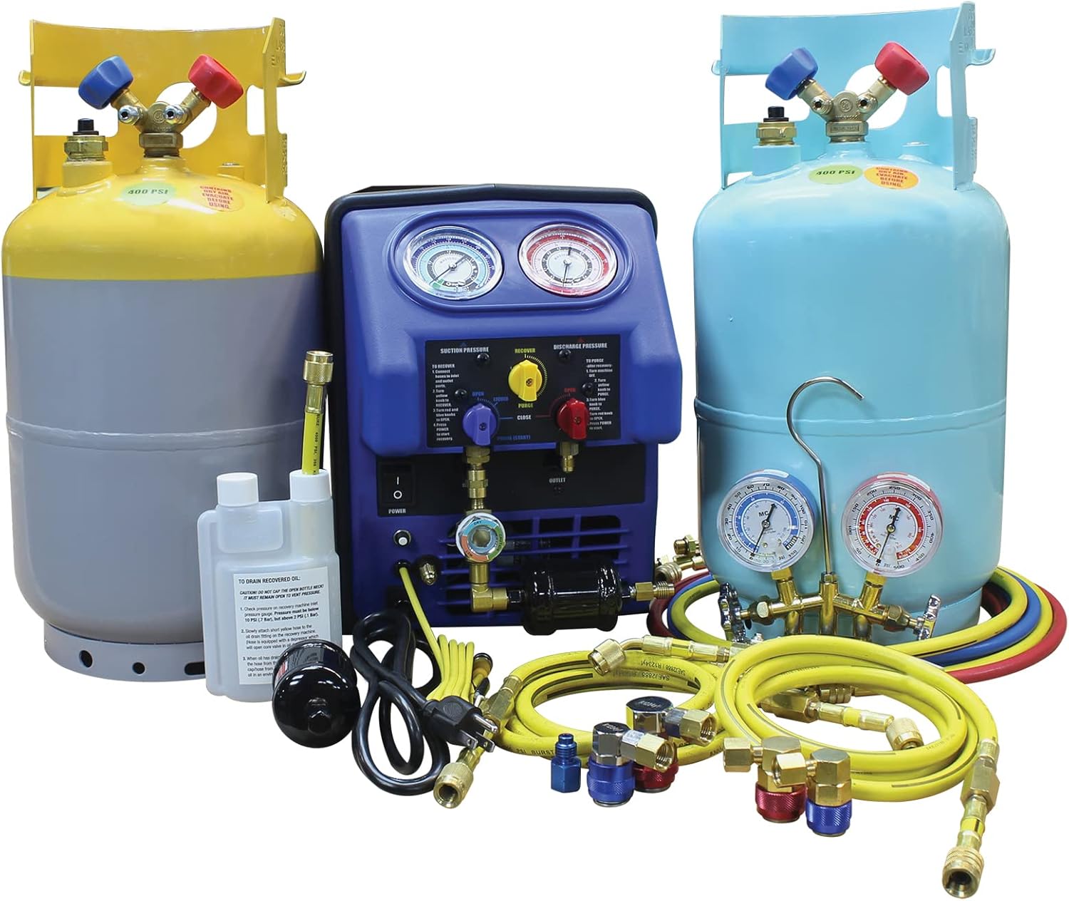 Dual Refrigerant 30lb A/C Recovery System with Spark-Free Technology