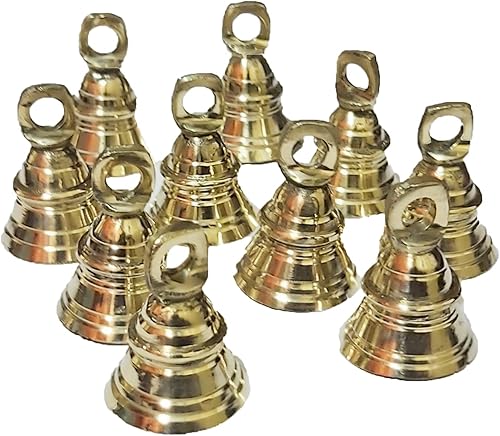 Juego de 10 campanas pequeñas de latón, estilo vintage, artesanías indias, cascabeles decorativos para arte y manualidades