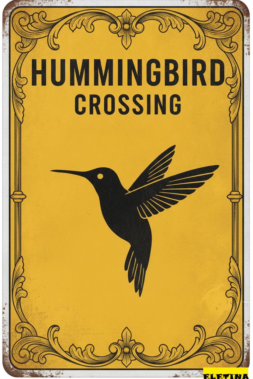 Personalized Sign for Man Cave Metal Warning Hummingbird Crossing Aluminum Art S Vintage Street Caution Warning Wall Art Decor Metal Driveway Road Street Parking Lot 8x12in Private Property Decorative
