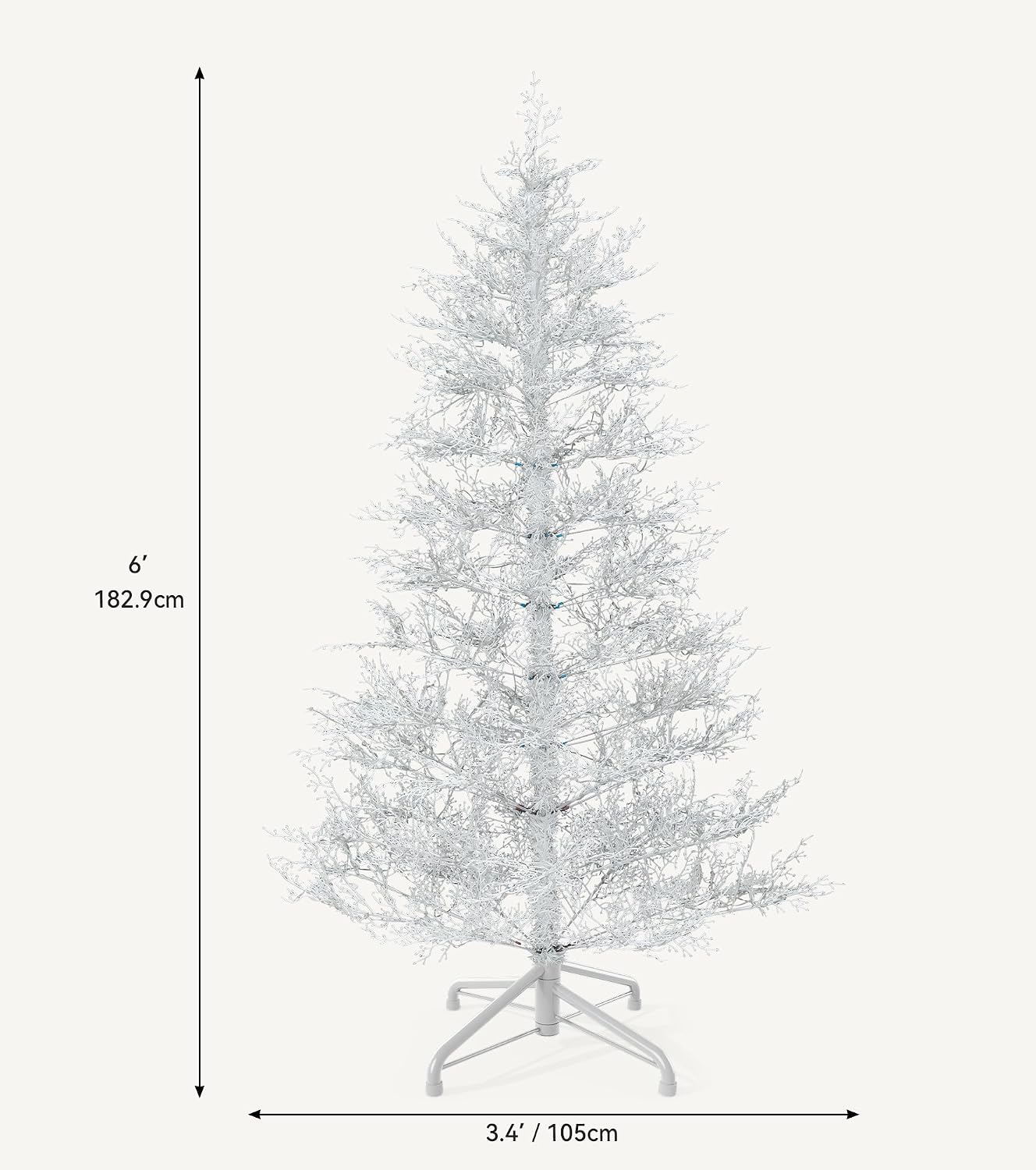 DWVO 6ft Pre-lit Artificial Christmas Tree, White Birch Prelit Christmas Trees for Home, Office, Party with 550 Thickened Branch Tips & 300 UL Listed Lights, Automatic Branches with Remote Control