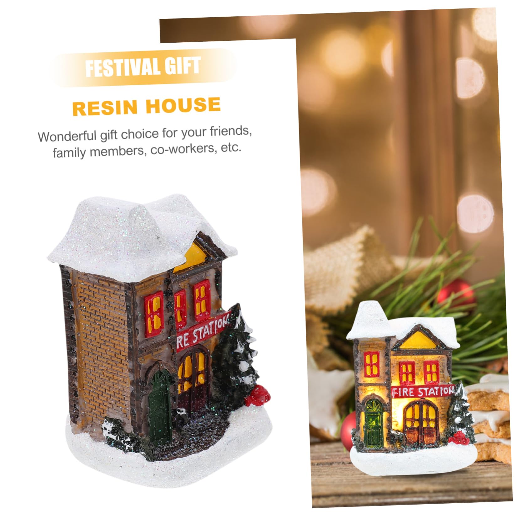 Cabilock 5 Pz ornamenti per la casa decorazioni casa natale fai da te case figurine decorazione natale casa decorazione natalizia casa ornamento della scena del festival casa in resina