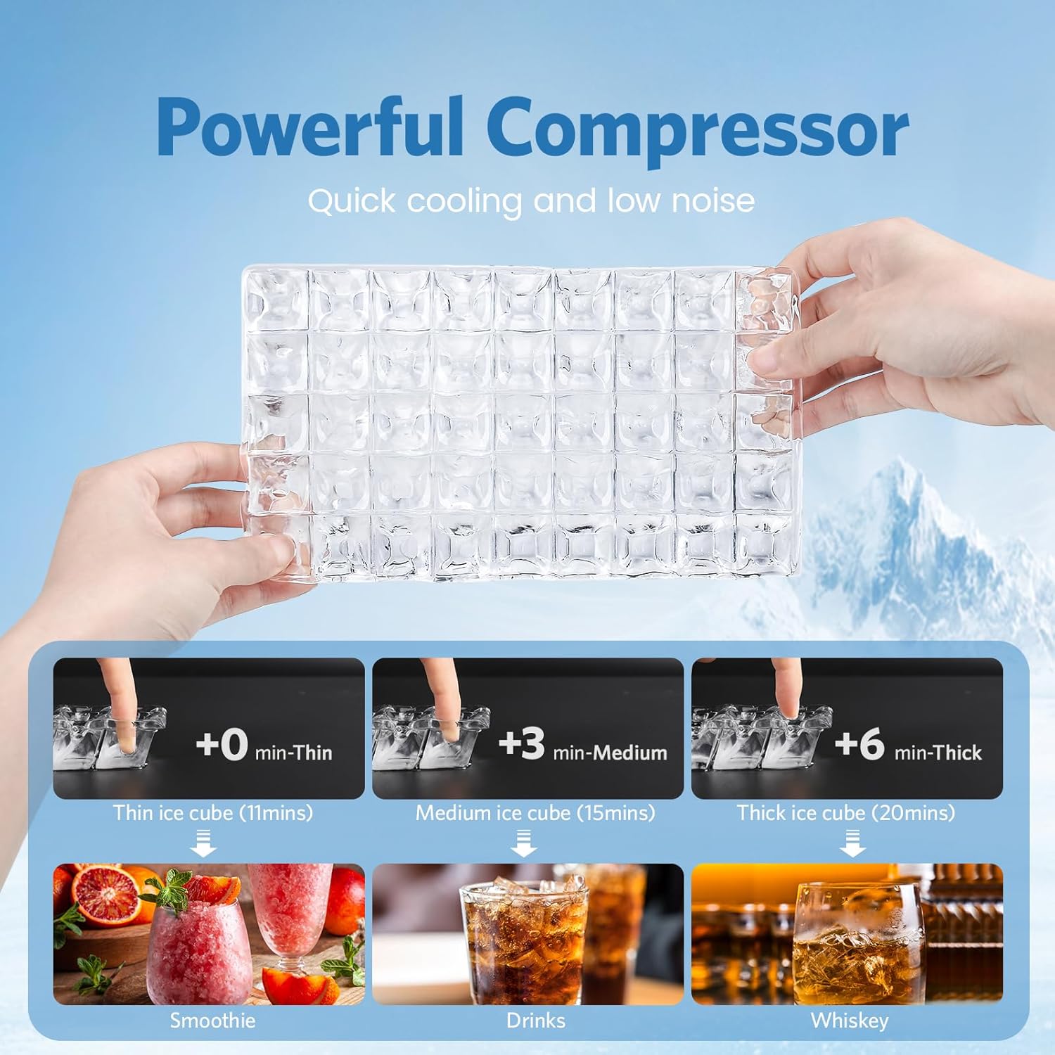 COWSAR Ice Maker Dimensions and Included Accessories