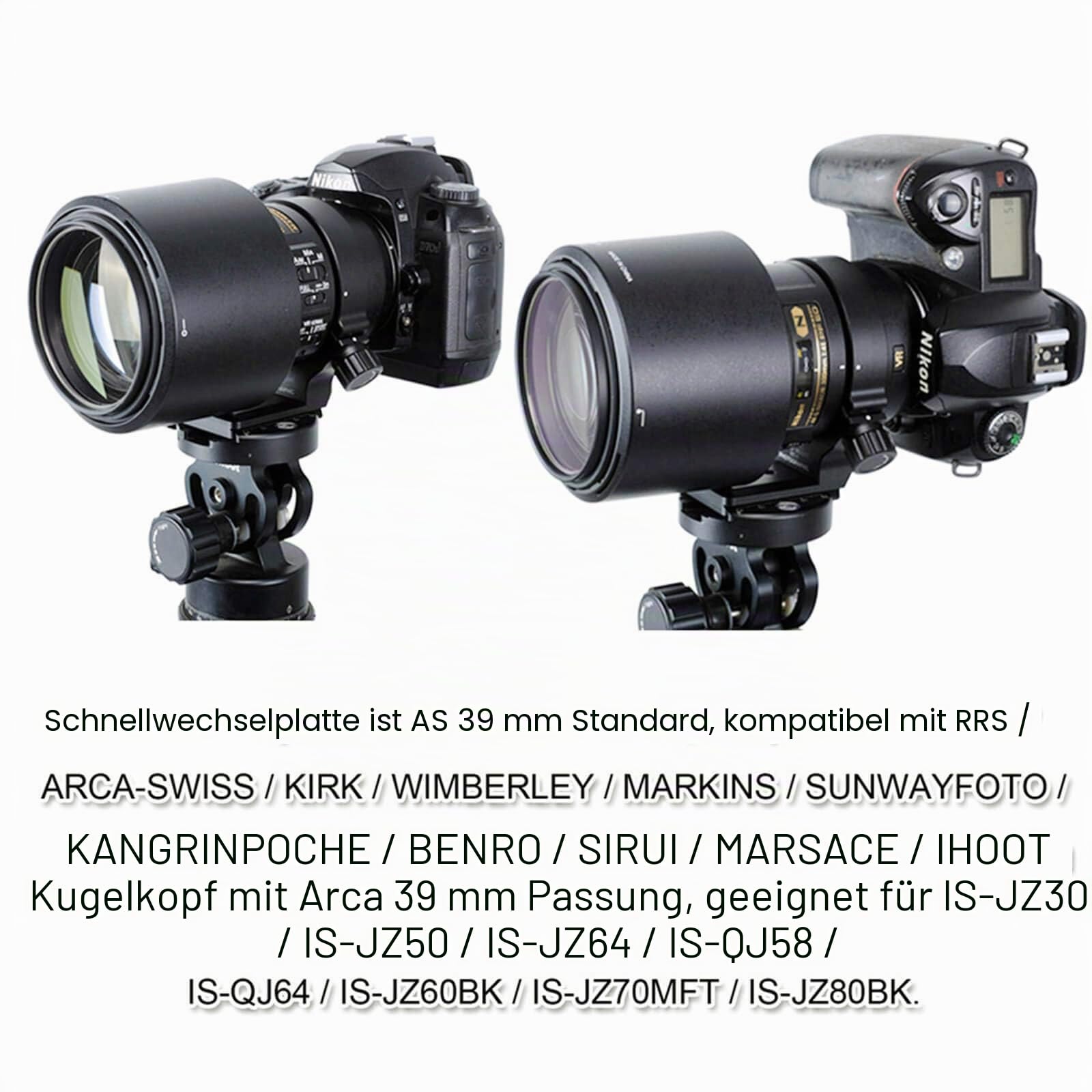 iShoot Stativschelle Stativring Objektiv Stativ-halterungsring für Nikon RT-1 Nikkor AF-S 300mm f/4E PF ED VR & AF-S 70-200mm f/4G ED VR, unten ist Arca-Swiss Fit Kameraplatte Schnellwechselplatte