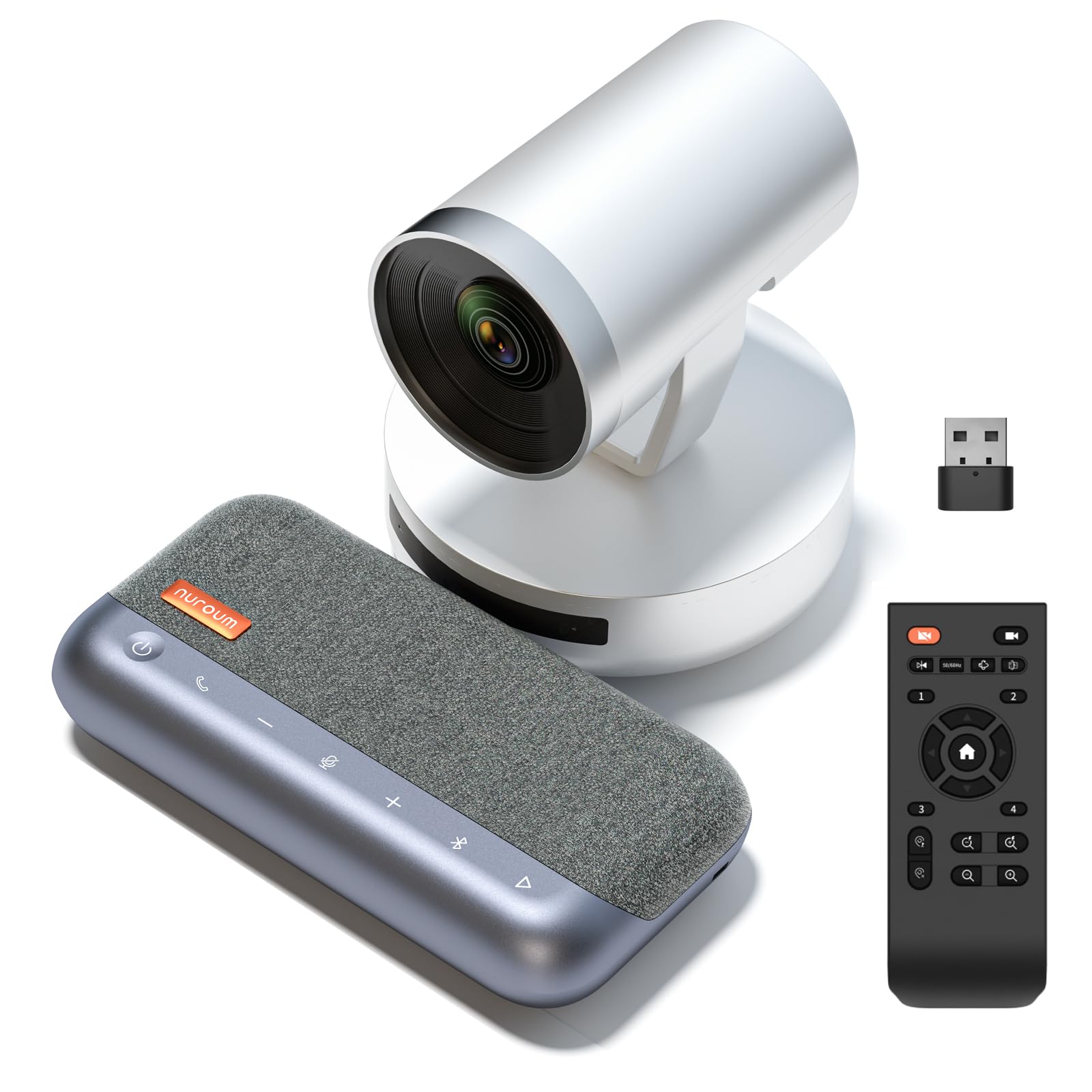 NUROUM Conference Room Camera System, 5X Optical Zoom, 4 Noise Cancellation Microphones, All-in-one Video Conferencing System, 1080P PTZ Webcam, Bluetooth Conference Speaker for Business-image-8