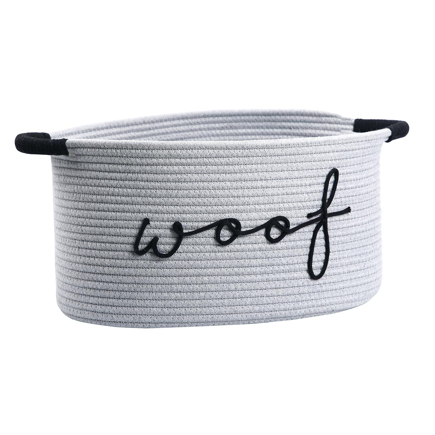 ZOMBATI Woof Dog Basket - Cotton Rope Pet Storage Bin With Durable Handles, Large Toy Organizer for Puppies, Perfect for Chew Toys, Blankets and Leashes