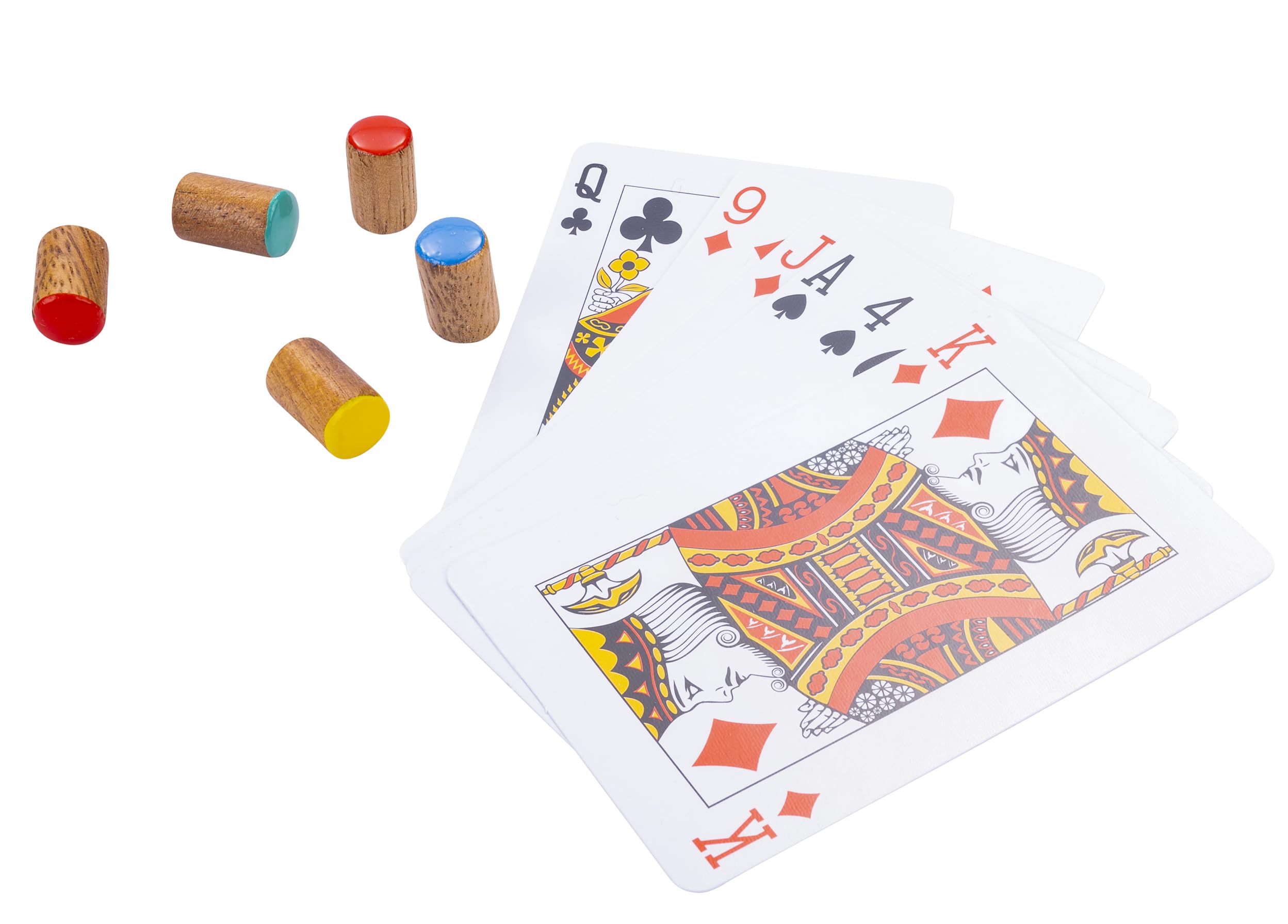 Engelhart - 350261 - Jeu de Tock en Bois - 4 Joueurs - Coffret en Bois Écologique - Jeu Traditionnel Canadien - Parcours avec Cartes - À partir de 6 Ans - Amusant et Stratégique