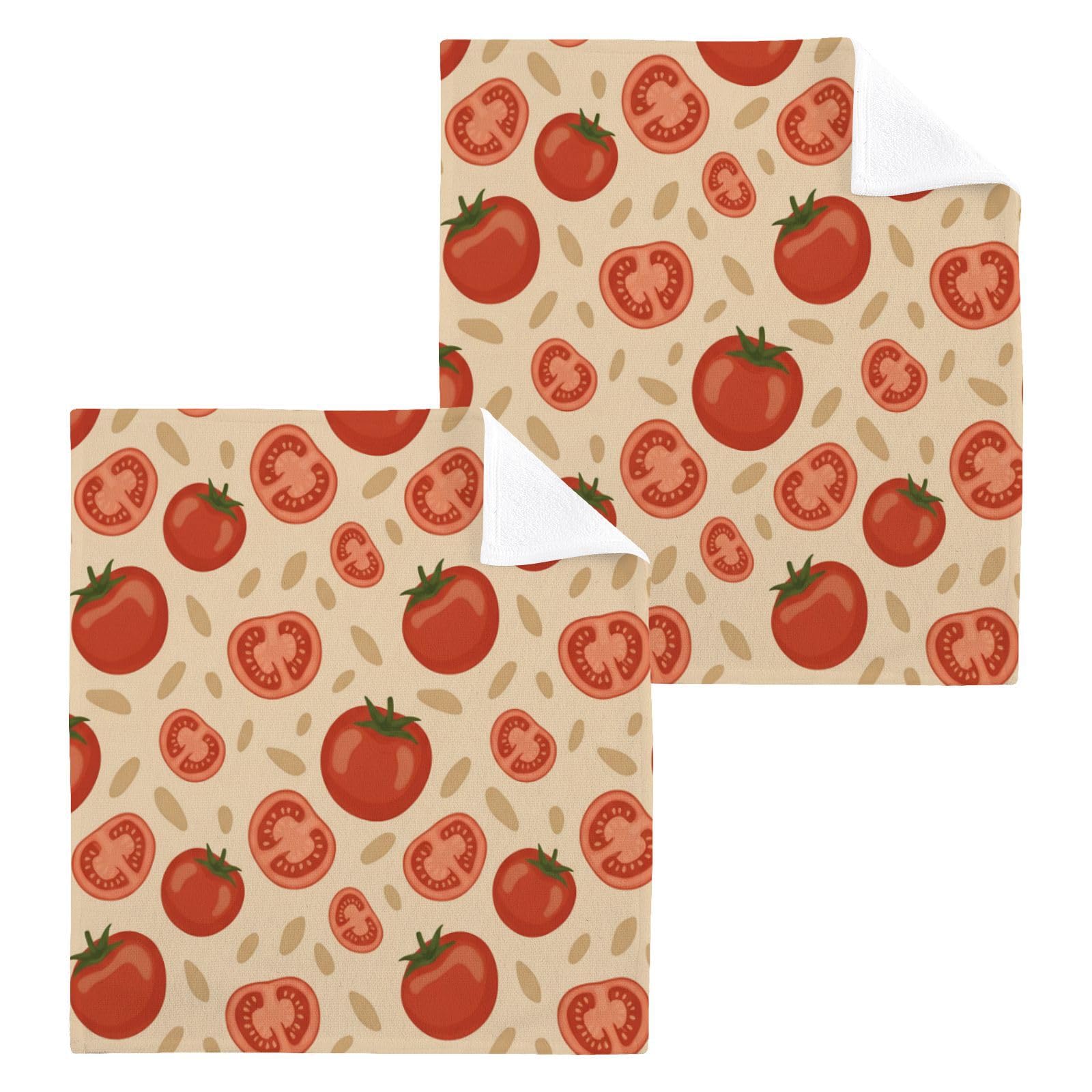 BOESI Tomato 12x12in Cotton Washcloth,Soft Absorbent Face Towel