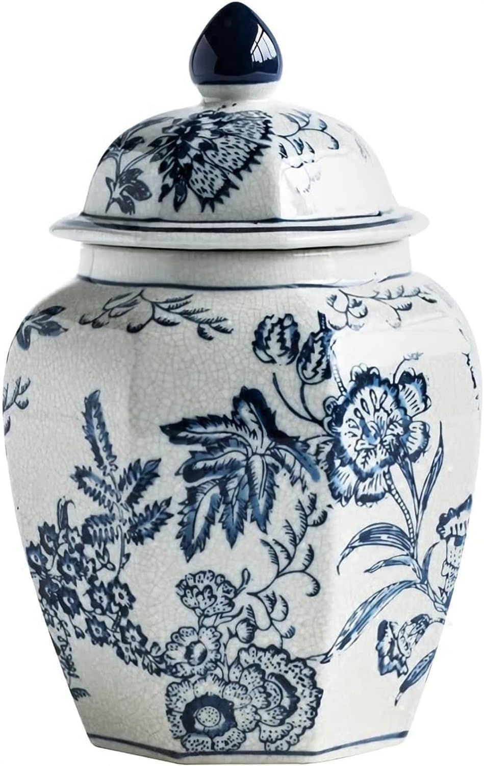Vase Desktop Porcelain Vases Vintage Decor Ceramic Flower Decorative Chinese Floral Temple Ginger Jar Table(H25cm)