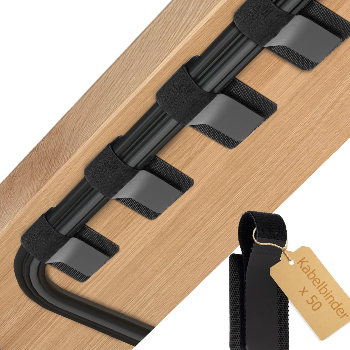 BESPOTCL 50 Stück Kabelmanagement Schreibtisch, Selbstklebende Kabelhalter, Verstellbare Klettband Kabelbinder, Wiederverwendbare Kabelclips, Ultra-Haftung Kabelorganizer für Büro, Zuhause, Elektronik