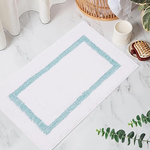 Miniatura 1 de FRESHMINT Alfombra de baño con borde copetudo, de 17 x 24 pulgadas, antideslizante, para suelo de baño y bañera, tapete de ducha absorbente de agua,
