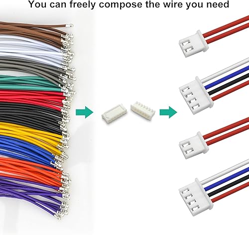 Miniatura 4 de XH - Kit de conectores JST de 0.100 in con cables preprensados, cable de 2345678910 pines de vivienda JST adaptador de cable conector conector de