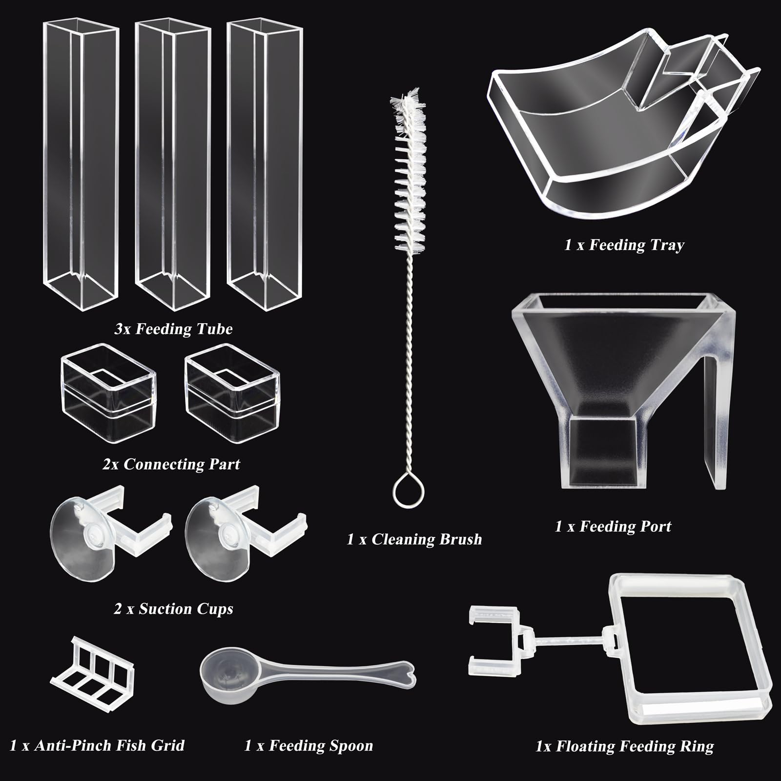 Tube d'alimentation Assemblé pour Crevettes, Tube à Poissons de Classe Aquarium, Tube d'alimentation Assemblé Kit de Tube d'alimentation pour Poissons D'aquarium avec Plat d'alimentation Transp