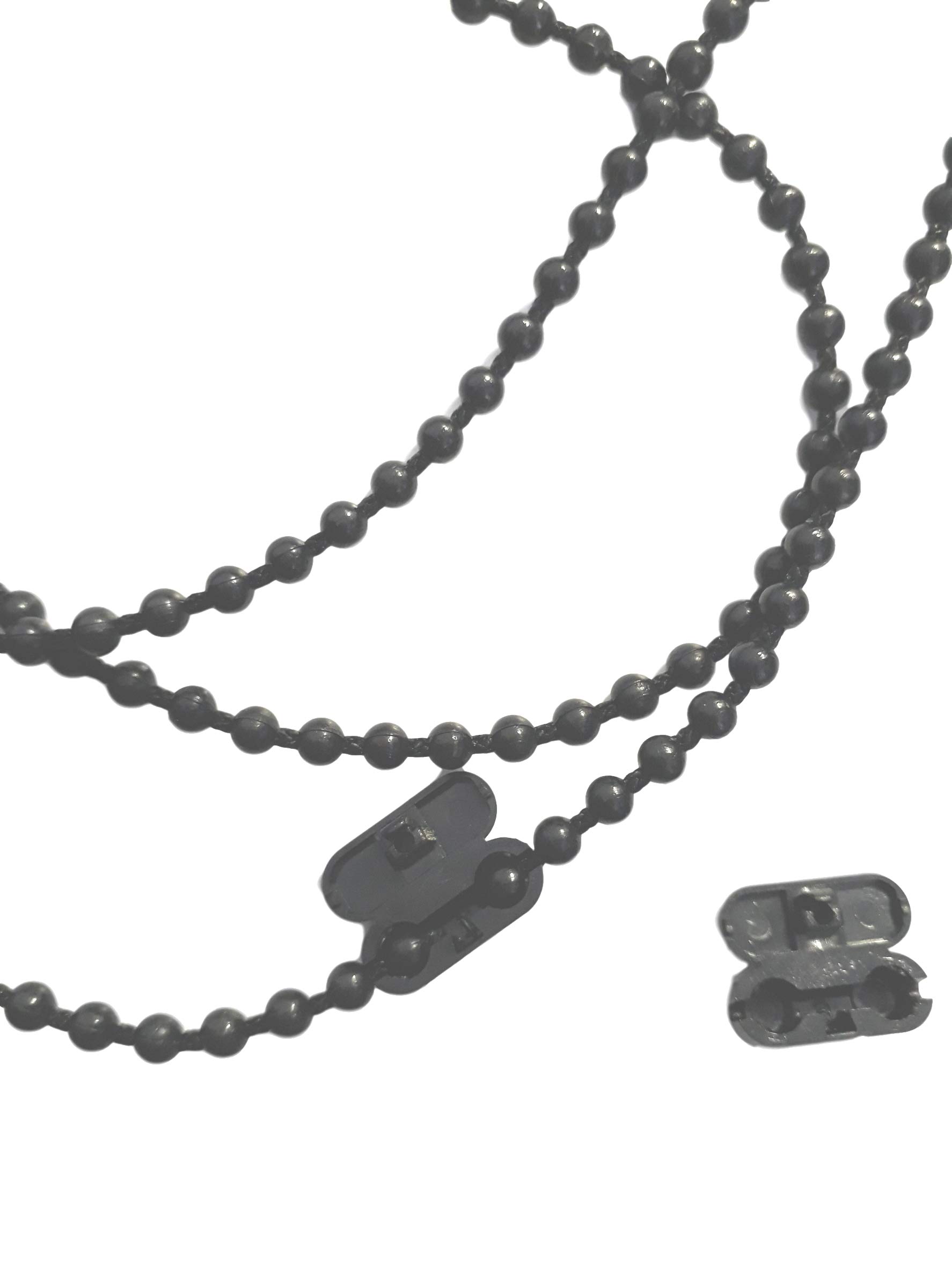 N C MORIN Black Plastic #10 Chain - with 4 Connectors - Blind Beaded