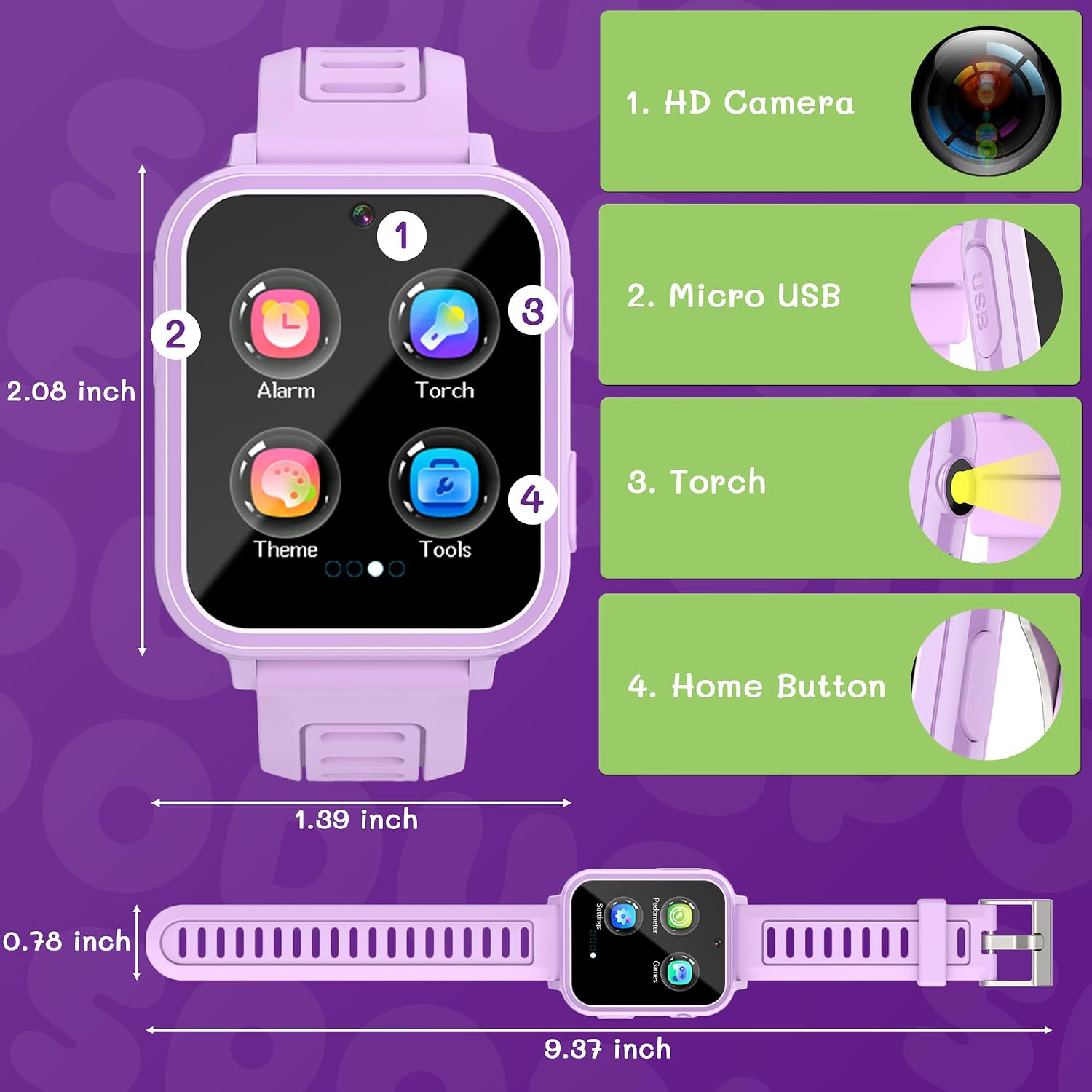 Smart Watch for Kids 3-12 ,Kids Smart Watches Girls Gift Age 3-12, with Games HD Video Camera Music Player Learning Cards Storybook Pedometer Flashlight Touchscreen Kid Watch Brithday Gift for Girls