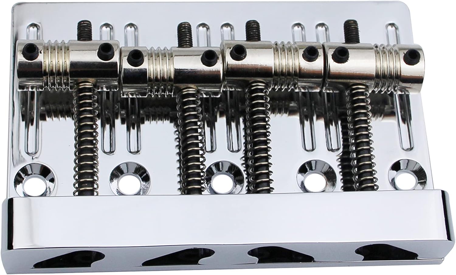 Guyker High Mass Bass Bridge with Vintage Brass Saddles Tailpiece Replacement for 4 String Jazz Electric Bass CNC Machined (GB403, Chrome)