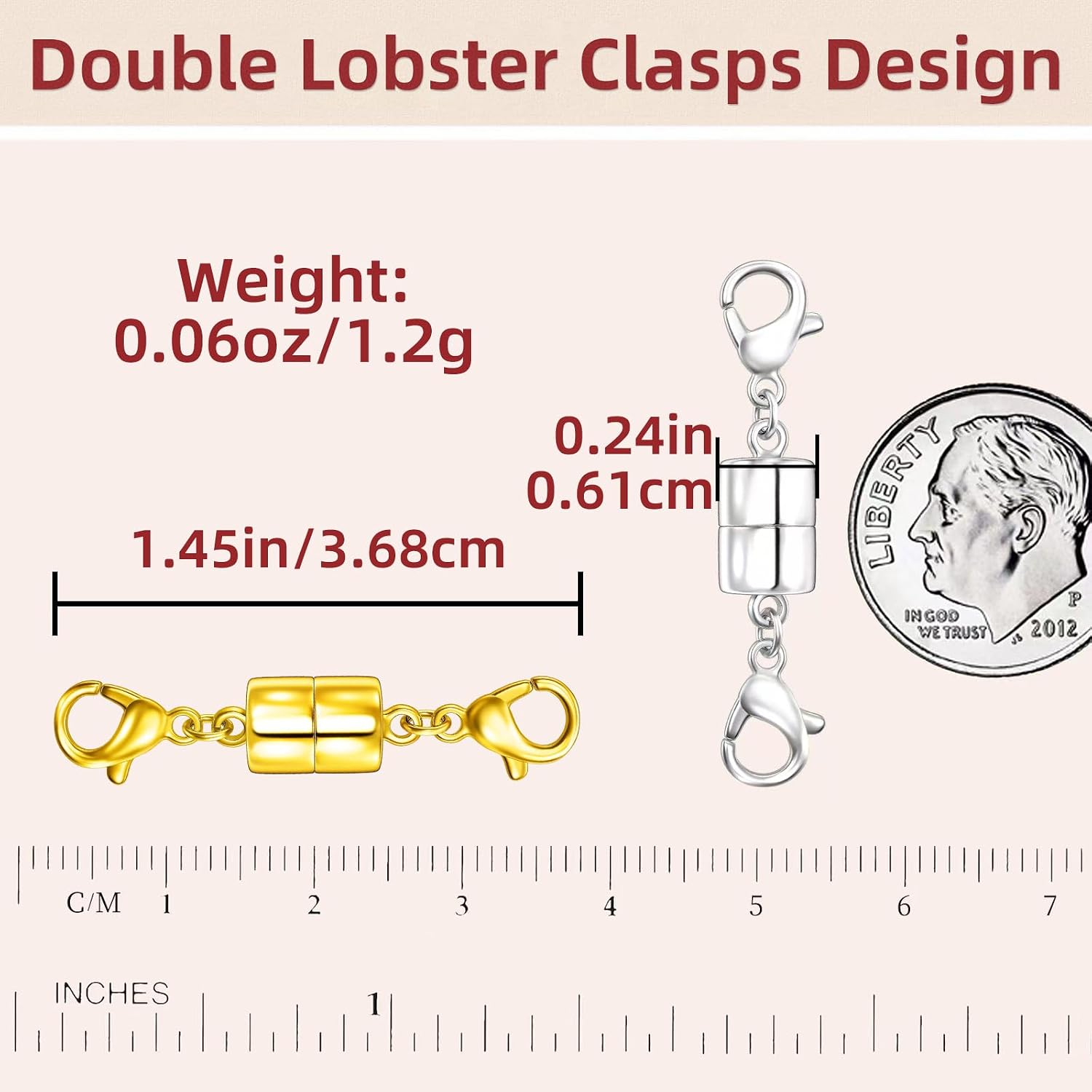 OHINGLT Magnetic Necklace Clasps and Closures with Double Lobster, Extra Strong Bracelet & Necklace Extender for Women, Magnet Jewelry Clasp Converter for Seniors