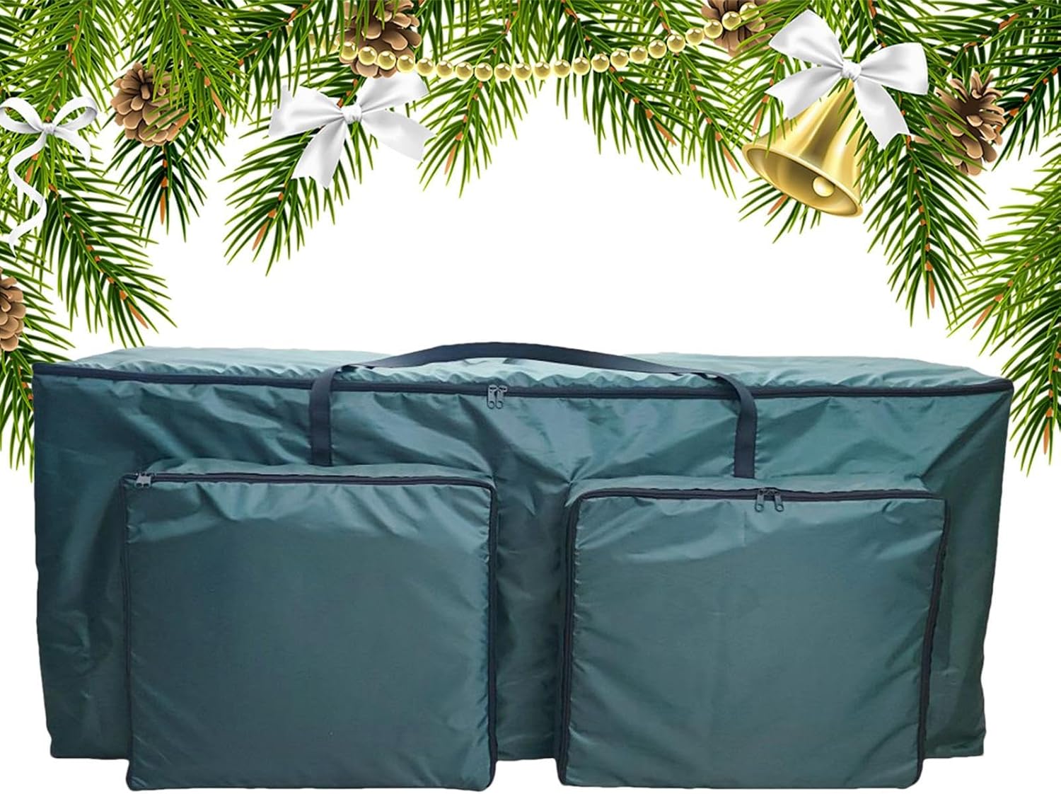 Christmas Tree Storage Box Dust-Proof Oxford Fabric Double-Zipper Handles